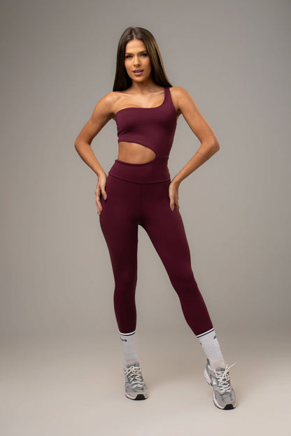 Asymmetrical Power Wine Jumpsuit
