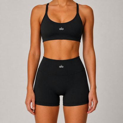 Burgundy Sports Bra & Shorts Set