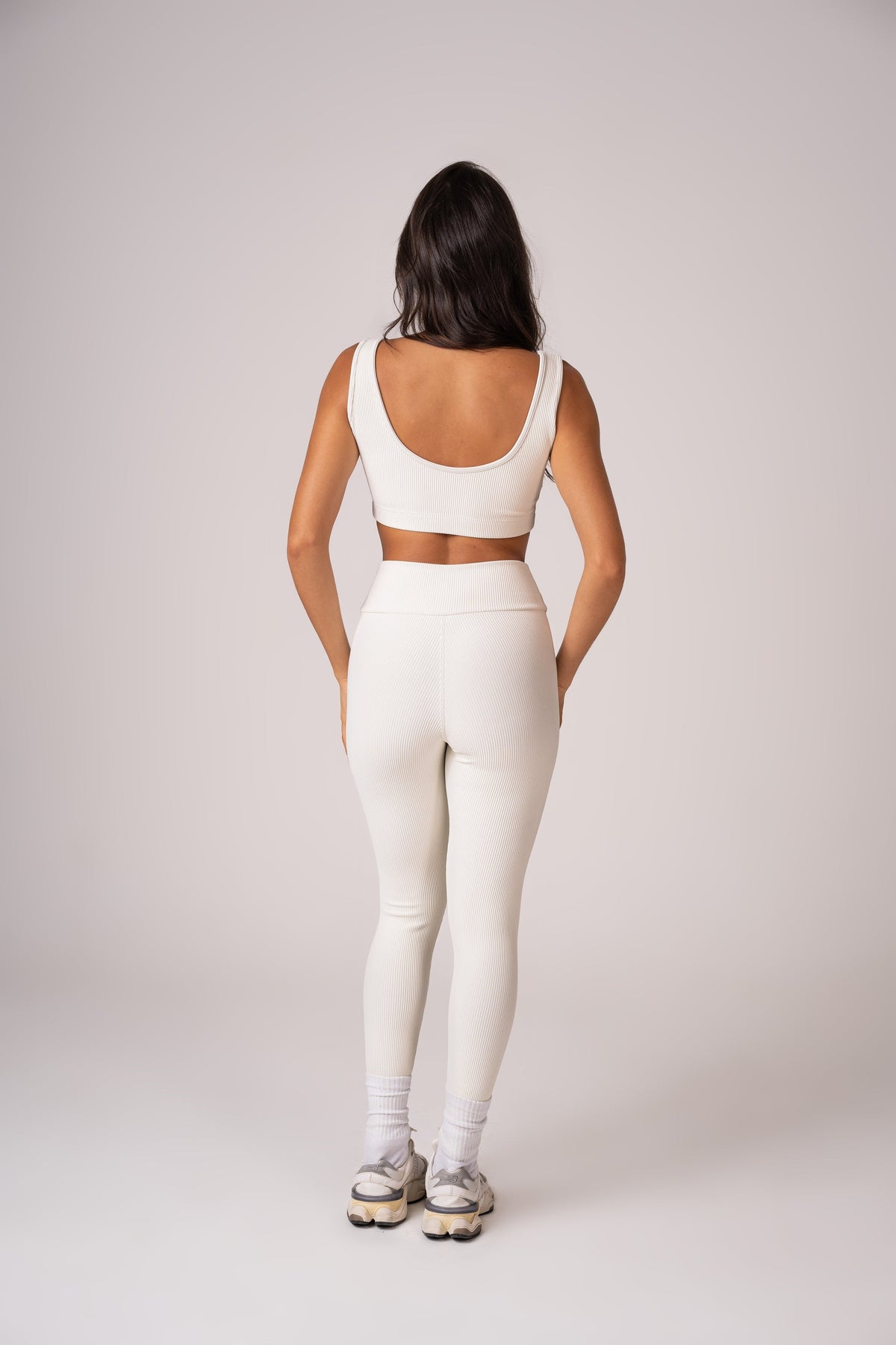 Off-White Flow Leggings and Straight Strap Top Set